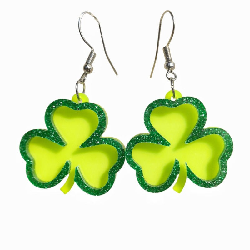 Wholesale Green Fashion Simple Lucky Clover St. Patrick Clover Personality Earrings