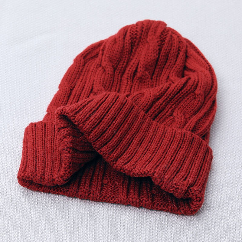 Wholesale Warm and Versatile Solid Color Acrylic Twist Pattern Beanie