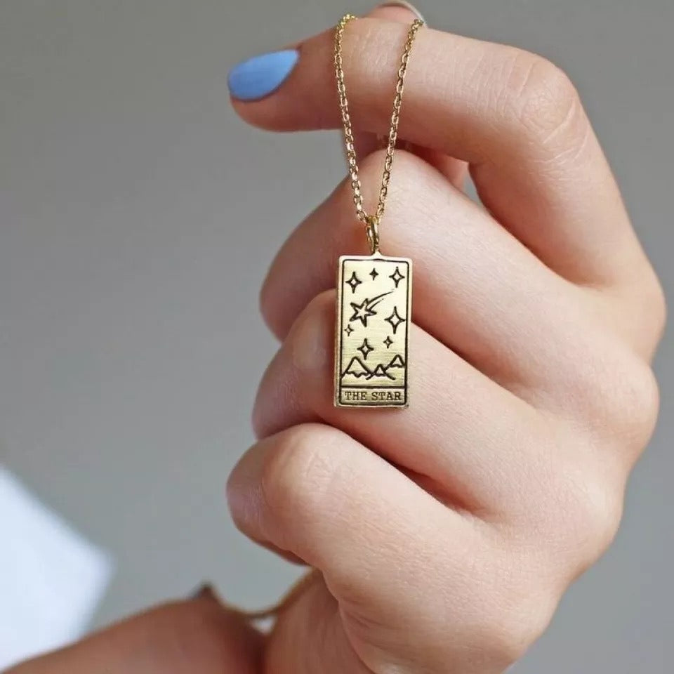 Wholesale Tarot Card Alloy Pendant Square Pendant Necklace