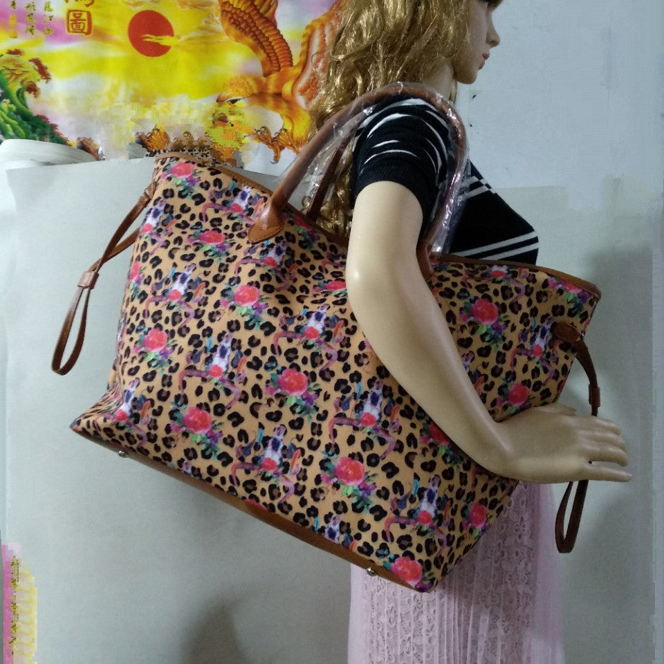 Wholesale Sunflower Striped Leopard Print Tie-dye Canvas Bag
