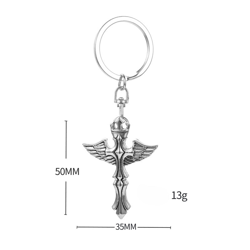 Wholesale Angel Wings Rights Crown Cross Keychain
