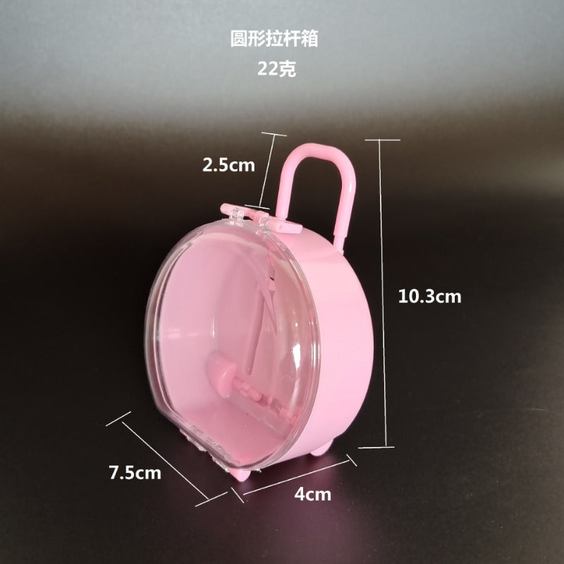Wholesale 12pcs Christmas Candy Storage Mini Cute Round Trolley Case Plastic Packaging Desk Jewelry Box