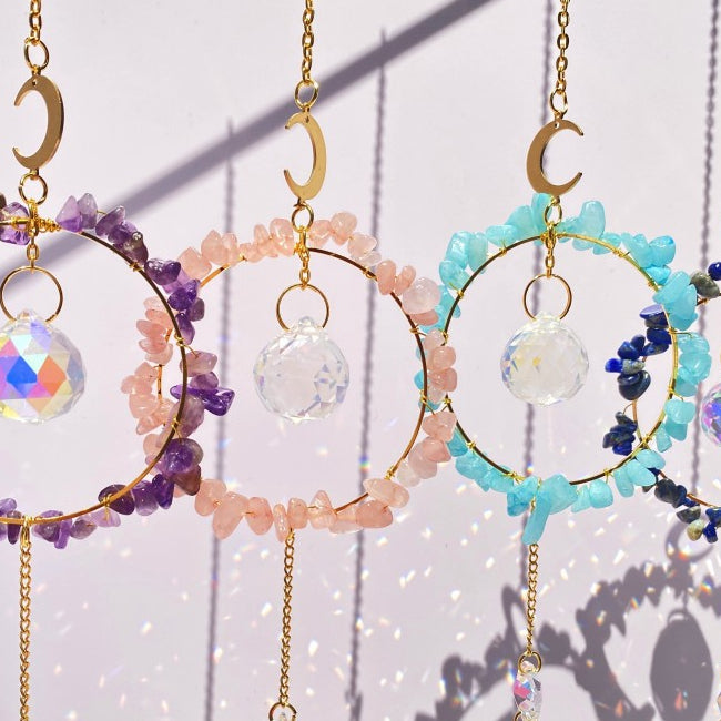 Wholesale Sun Catcher Hollow Natural Crystal Gravel Wind Chime Decorative Pendant