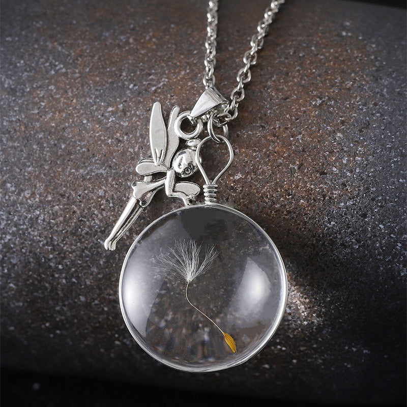 Wholesale Dandelion Oval Crystal Glass Niche High-end Gemstone Necklaces
