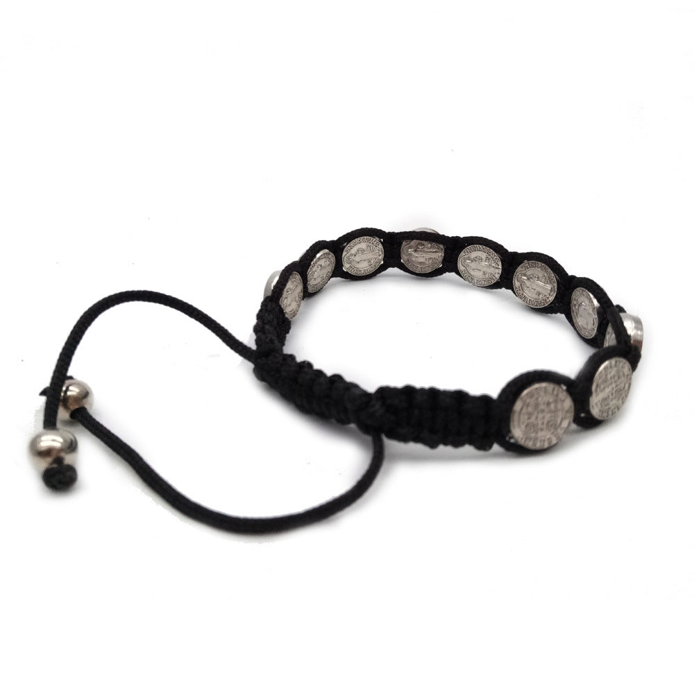 Wholesale St. Benedict Alloy Braided Chinese Knot Rosary Bead Bracelet