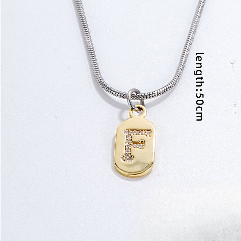 Wholesale Stainless Steel Zircon Inlaid English Letter Necklaces