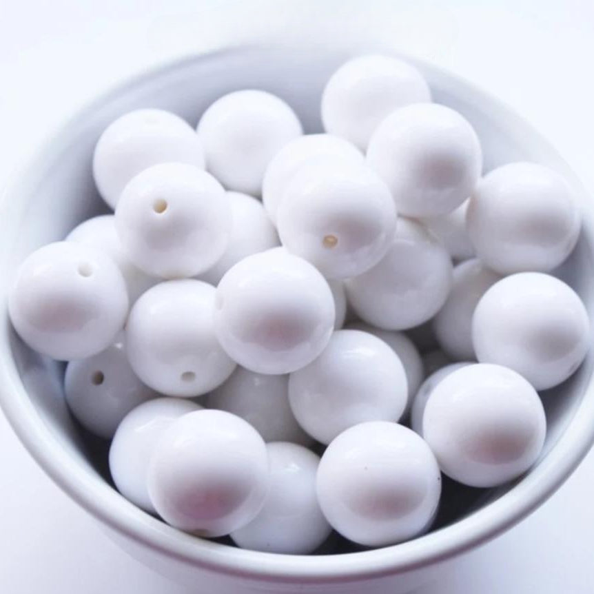 Wholesale 5pcs Pure White Acrylic Beads Bubblegum Beads