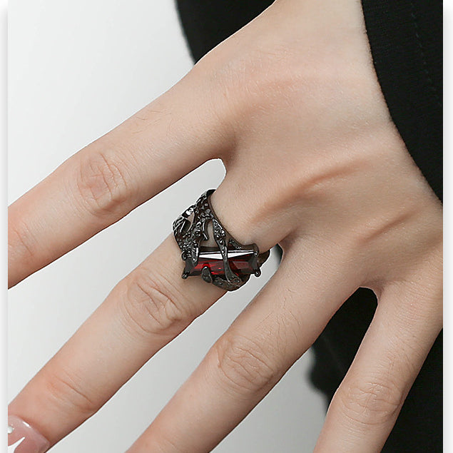 Wholesale Red Zircon Alloy Ring