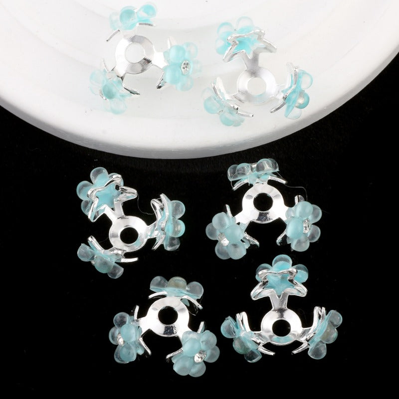 Wholesale 10pcs Heavy Industries Water Diamond Pentagram Perforated Flower Tray Bead Spacers