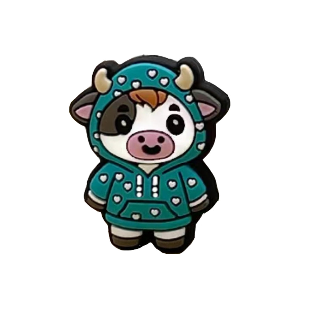 Wholesale 20pcs Cartoon Animal Cow Image Silicone Beads