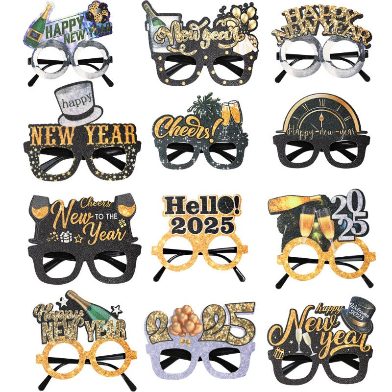 Wholesale 2025 Black Gold Glasses Party Dress up Fireworks Glasses Frame Decorations