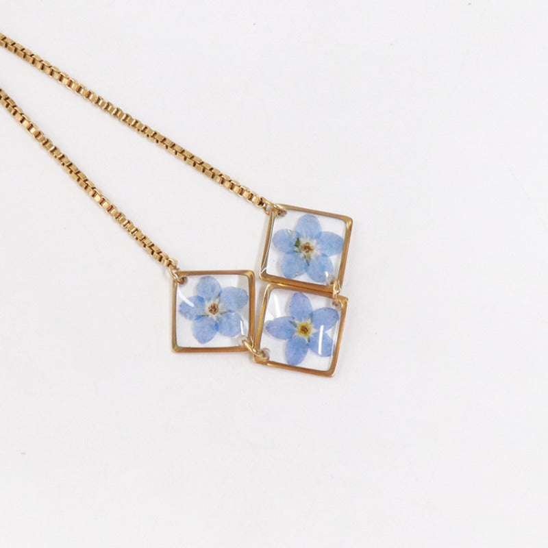 Wholesale 6pcs Geometric Blue Flower Real Flower Bracelet