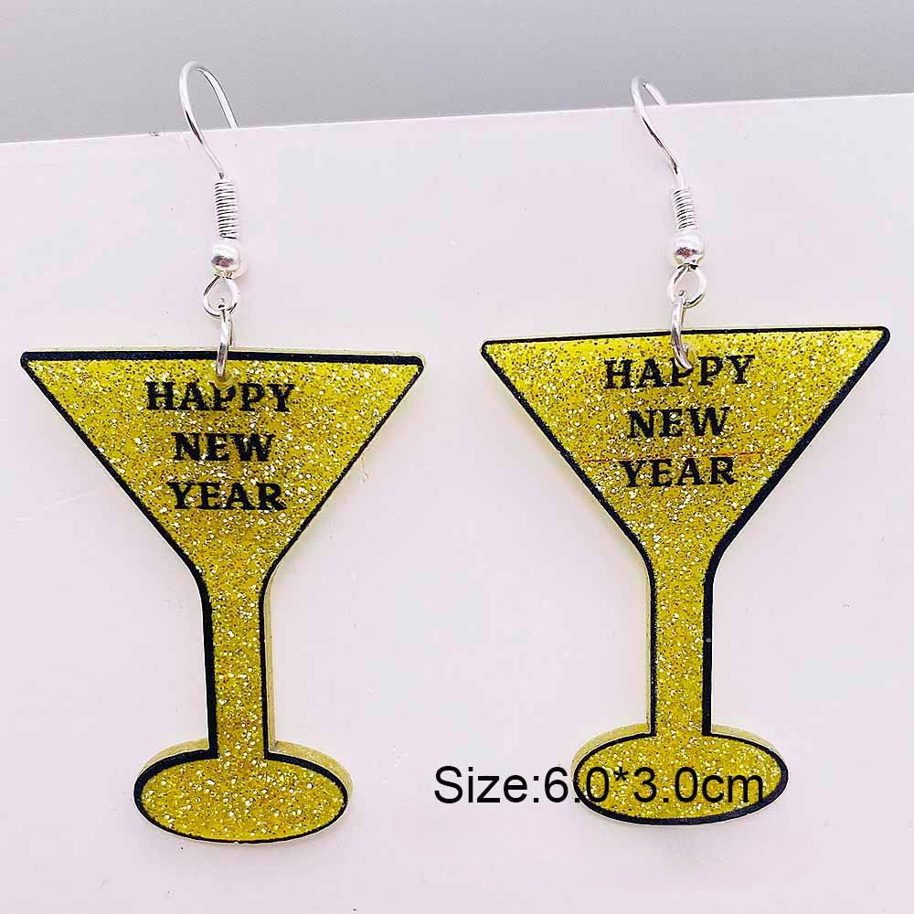 Wholesale Acrylic Pentagram Peach Heart Sparkling Powder Wine Glass Splicing Earrings