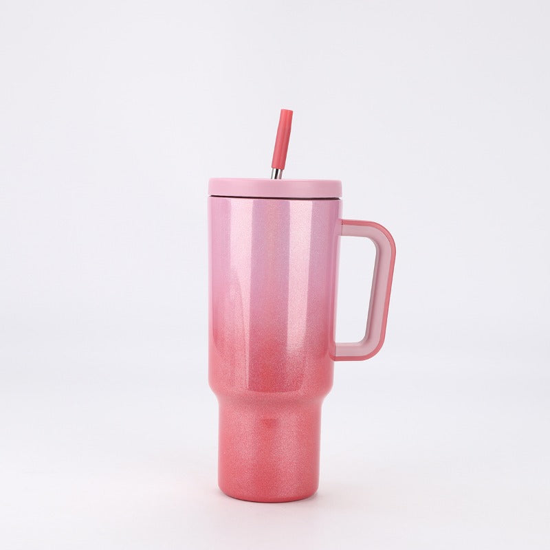 Wholesale 40oz Rainbow Paint Car Cup 304 Stainless Steel Insulation Portable Large Capacity Vacuum Straw Ice Cup