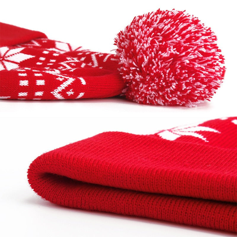 Wholesale Pom Pom Folded Jacquard Christmas Beanie