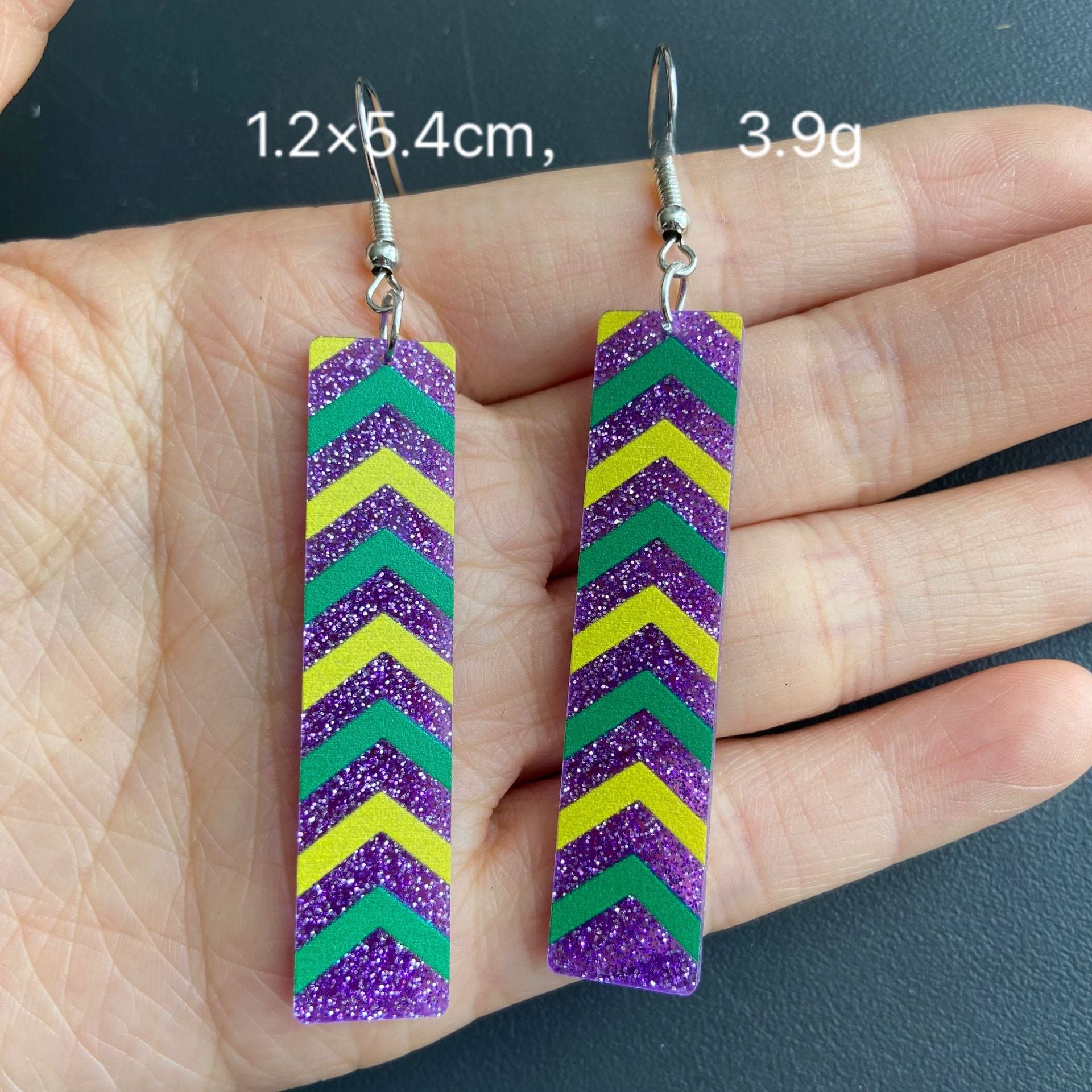 Wholesale Mardi Gras Tricolor Alpaca Champagne Bottle Ice Cream Tree Dog Earrings