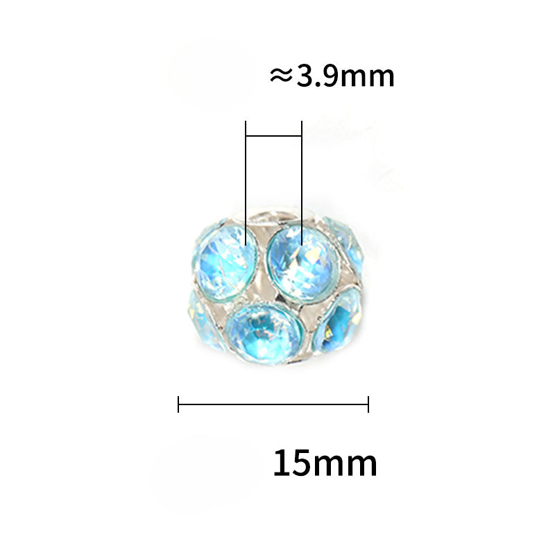 Wholesale 50pcs Diy Alloy Hollow Zircon Diamond Ball Flash Rhinestone Flower Ball Loose Beads