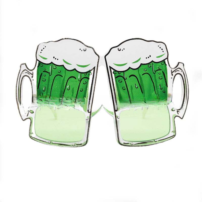 Wholesale St. Patrick's Day Party Green Funny ABS Glasses