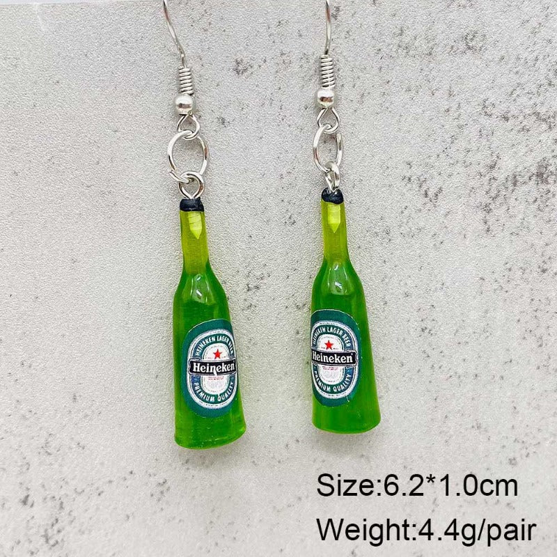Wholesale Mini Simulated Wine Bottle Resin Three-dimensional Pendant Earrings