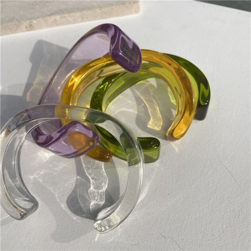 Wholesale Color Acrylic Simple Geometric Transparent Resin Bracelet