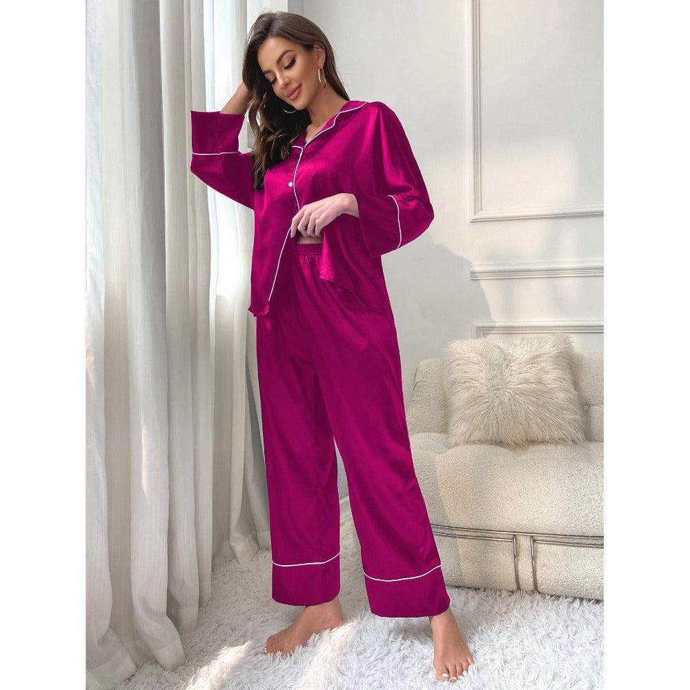Wholesale Imitation Silk Autumn and Winter Long Sleeves and Trousers Pajamas