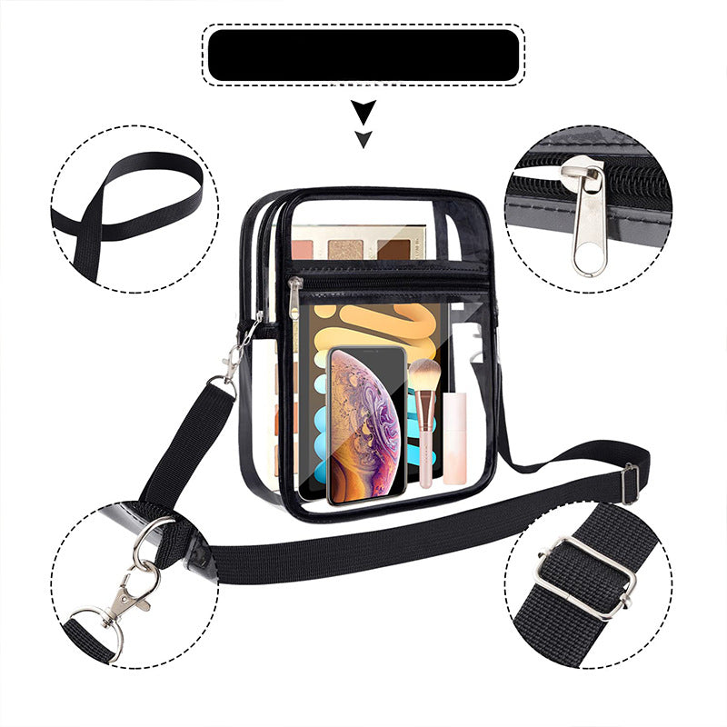 Wholesale Transparent PVC Zippered Adjustable Crossbody Bag
