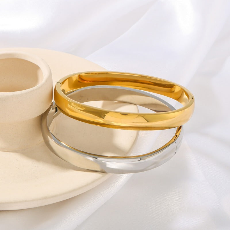 Wholesale Fashion Simple Vacuum Gold-plated Spherical Buckle Hand-polished Simple High-grade Plain Ring Bracelet