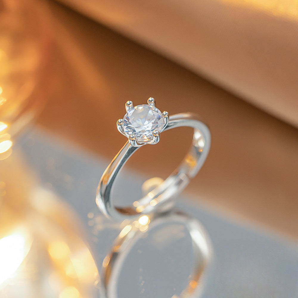 Wholesale Gold Plated Zircon Open Adjustable Ring