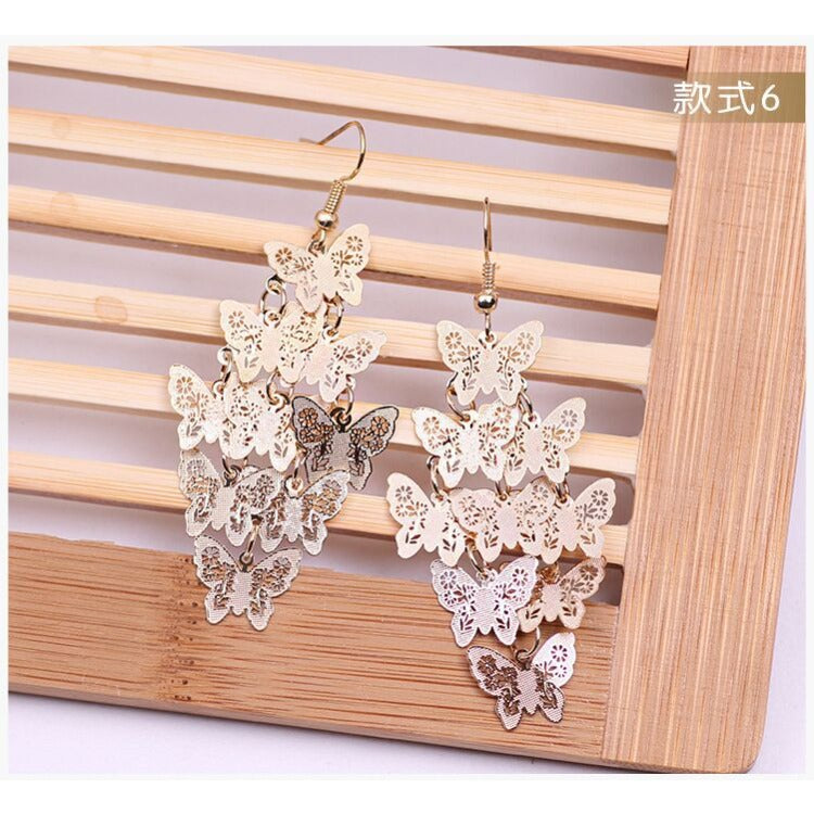 Wholesale Fashionable Temperament Butterfly Colorful Small Nine Pieces of Earrings