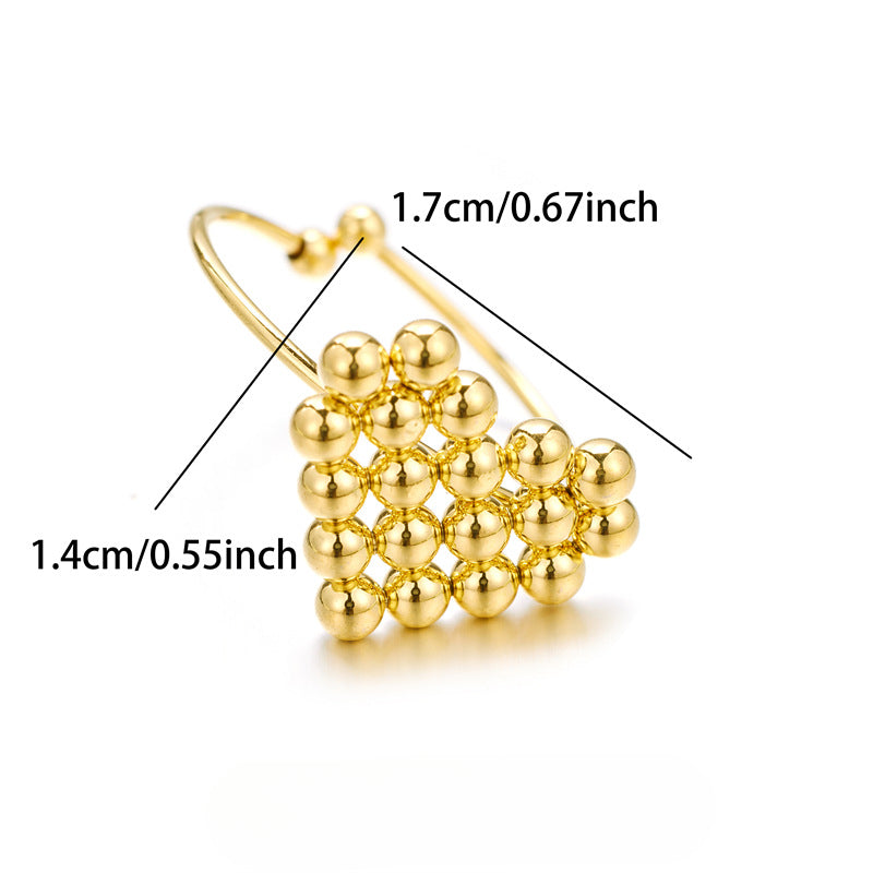 Wholesale 18K Gold Stainless Steel Round Bead Heart Opening Ring