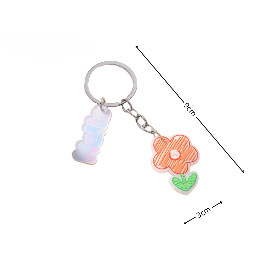Wholesale Acrylic Orange Flower Keychain