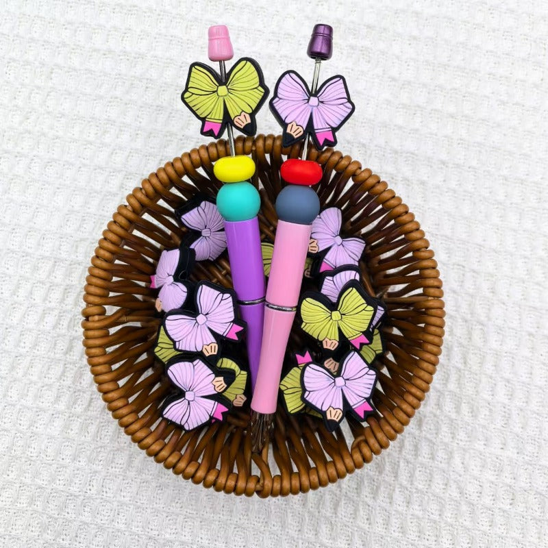 Wholesale 10pcs Creative Bow Color Silicone DIY Beads