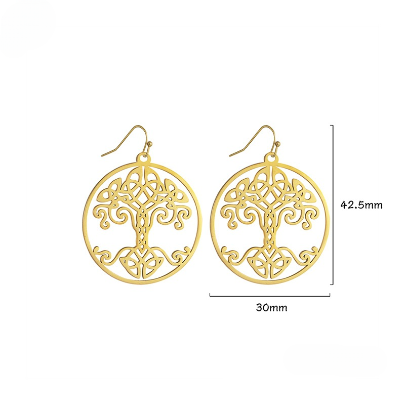 Wholesale World Tree Hollow Pendant Stainless Steel Earrings