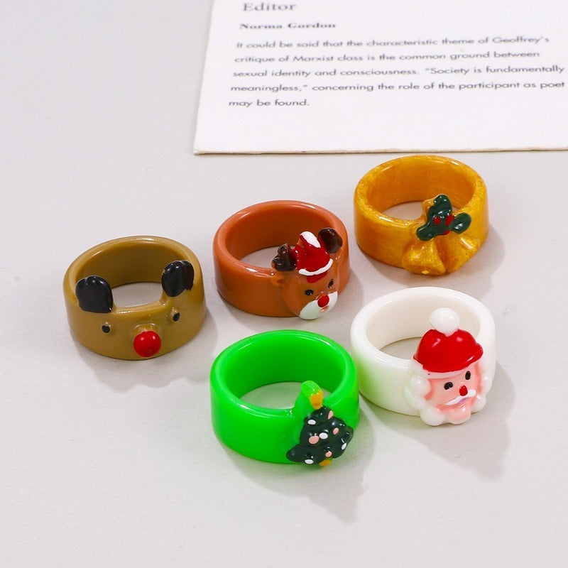Wholesale Christmas Cartoon Resin Rings
