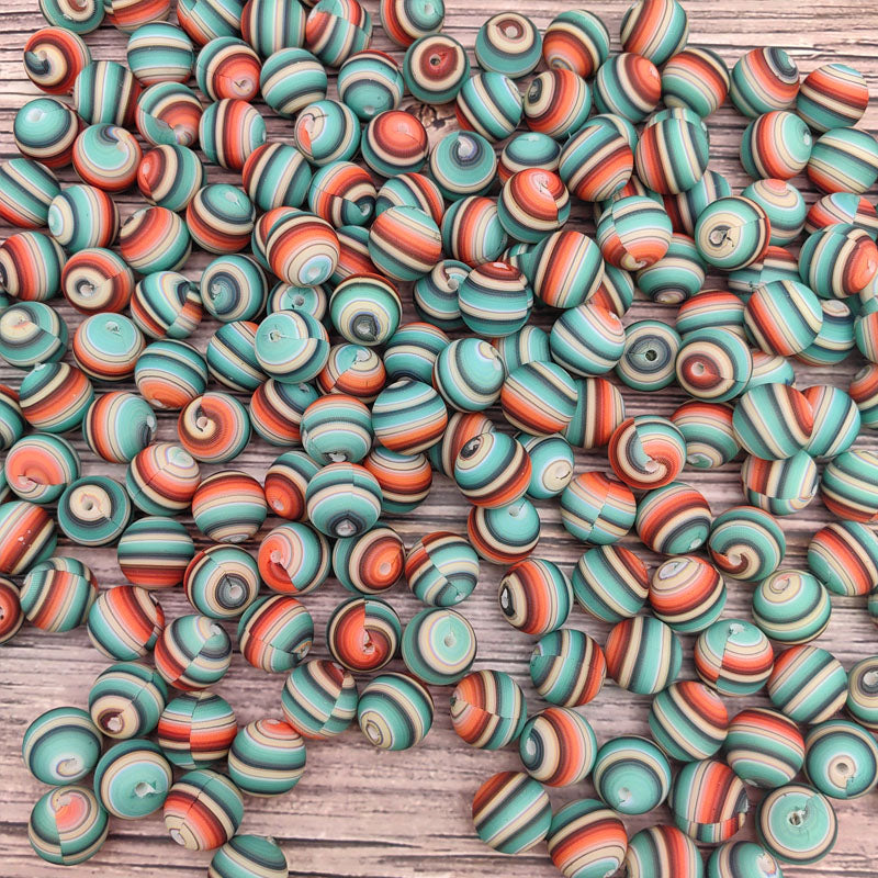 Wholesale 10pcs/50pcs Color Print Western Style Silicone Beads