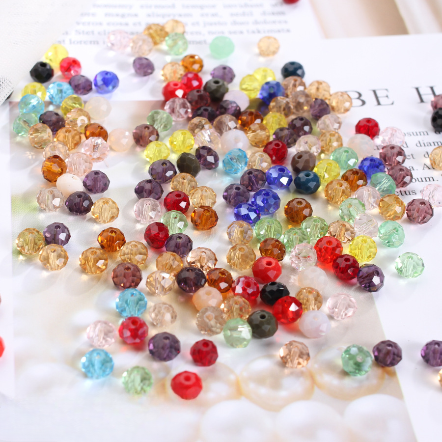 Wholesale 50pcs 6/8/10mm Faceted Man-made Glass Crystal Wheel Mixed Color Beads