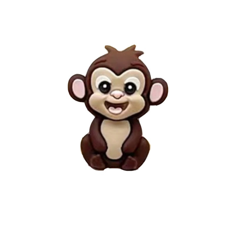 Wholesale 20pcs 3D Cartoon Animal Monkey Image Silicone Beads