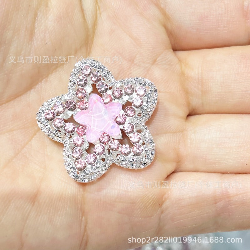 Wholesale 10pcs with Diamond Zircon Pentagram Vertical Hole Irregular Double-sided Diamond Pentagram Beads