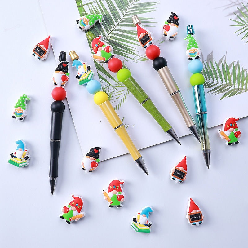 Wholesale 20pcs Cartoon Dwarf ABC Teacher Bead Pen Silicone Beads
