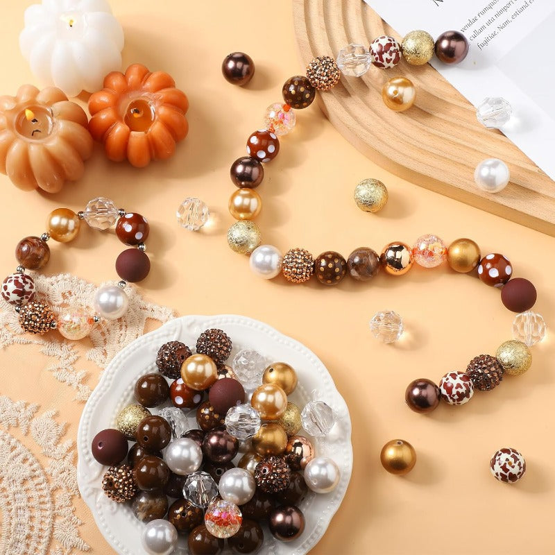 Wholesale 50Pcs 20 mm Rhinestone Beads Shine Disco Ball Beads Bubblegum Beads Plastic Chunky Beads Loose Round Spacer Beads for Jewelry Making DIY Craft Pen Bracelet Supplies(Classic)