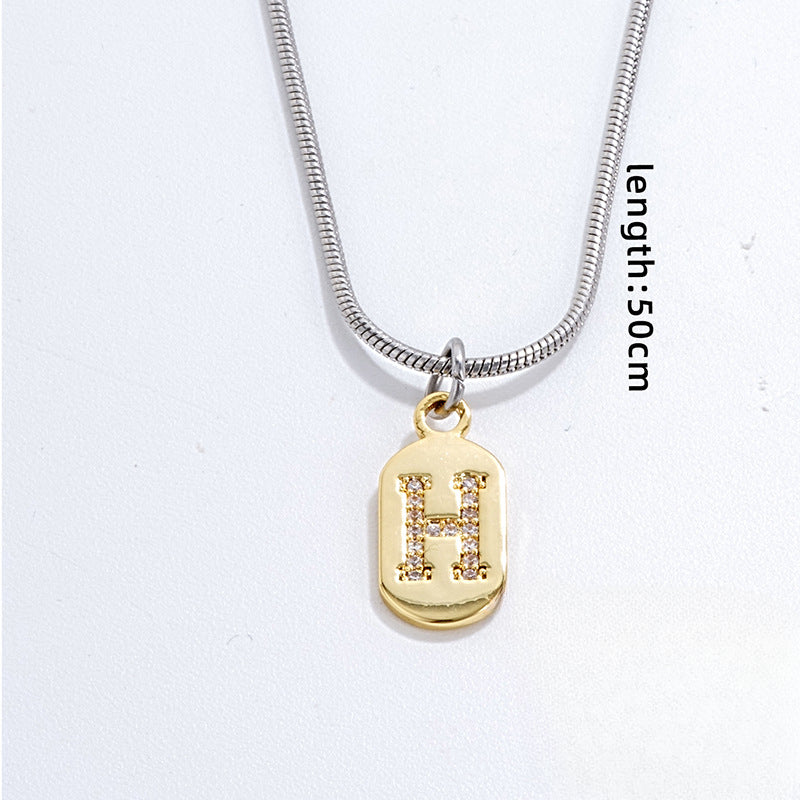 Wholesale Stainless Steel Zircon Inlaid English Letter Necklaces