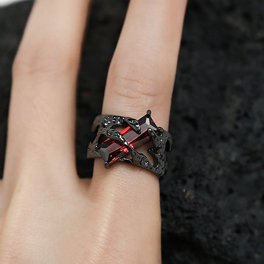 Wholesale Red Zircon Alloy Ring