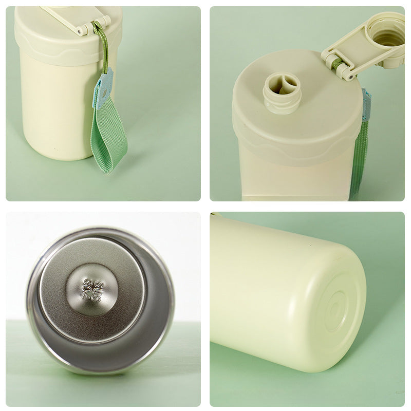 Wholesale The Popular 304 Stainless Steel Portable Hand Rope Straw Thermos Cup Poop