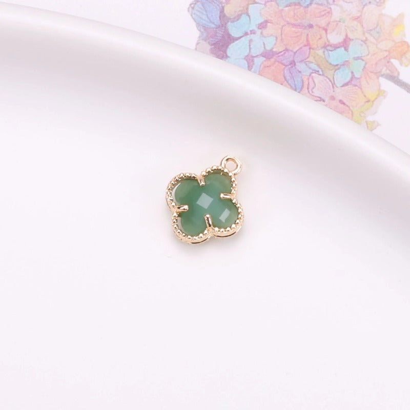 Wholesale 50pcs Crystal Double Hole Four Leaf Clover Pendant