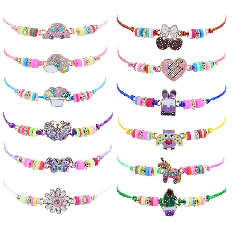 Wholesale Alloy Butterfly Rainbow Flower Shape Polymer Clay Children's Bracelet Necklace