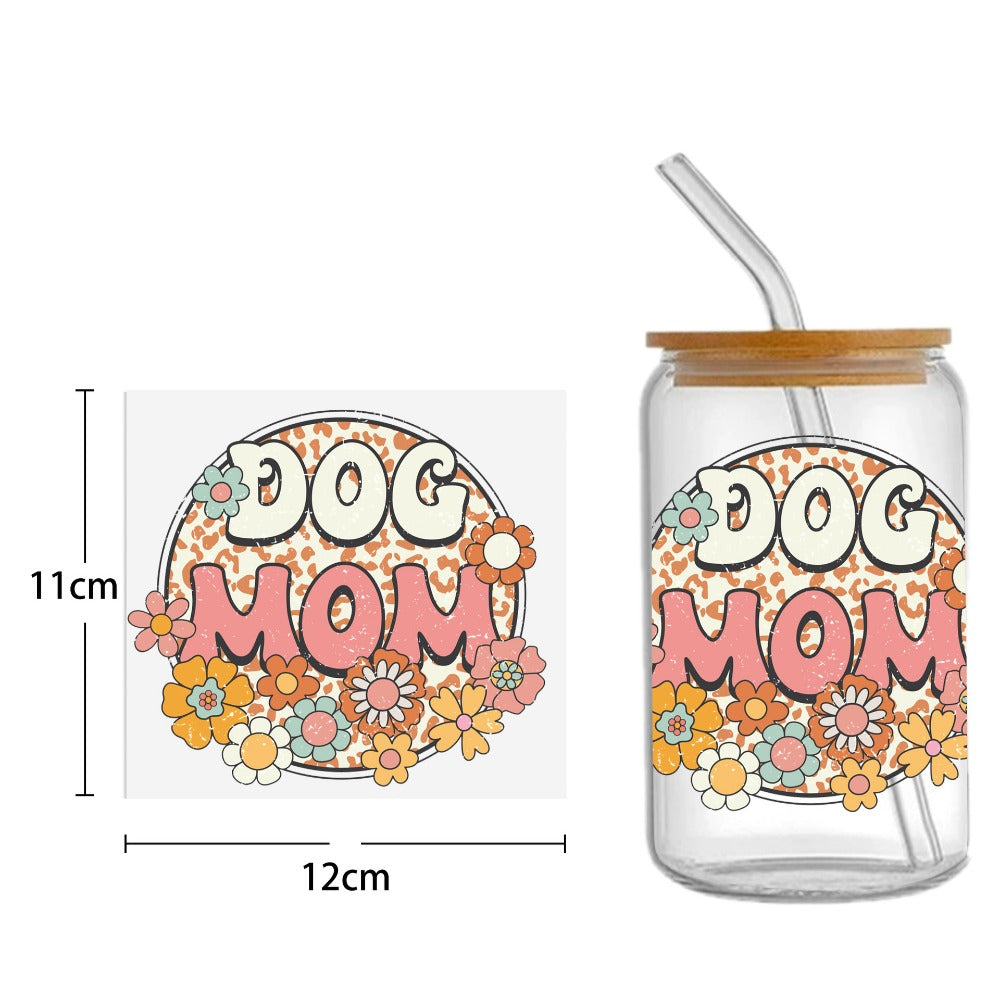 Wholesale 5pcs Mother's Day Flower Series Transparent UV DTF Transfer Crystal Cup Sticker wraps