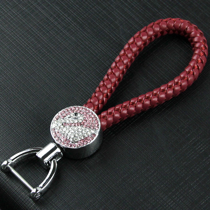 Wholesale Diamond Inlaid Tundra Swan Leather Key Ring