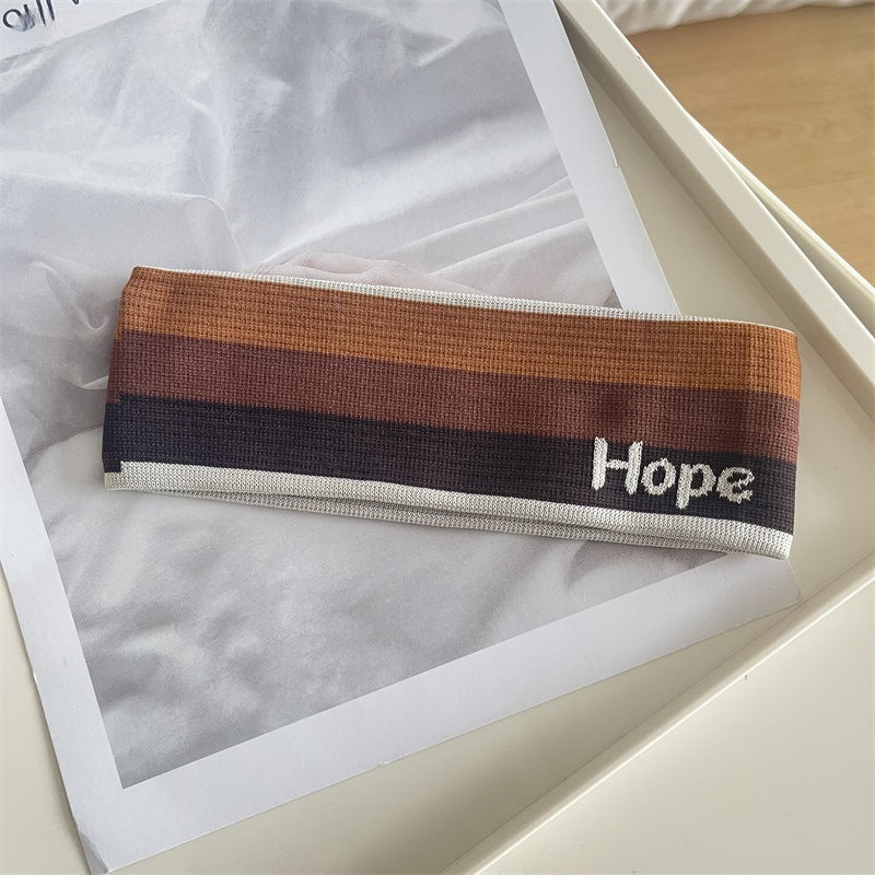 Wholesale Fabric Color Block Alphabet Knitted Wide-brimmed Headband