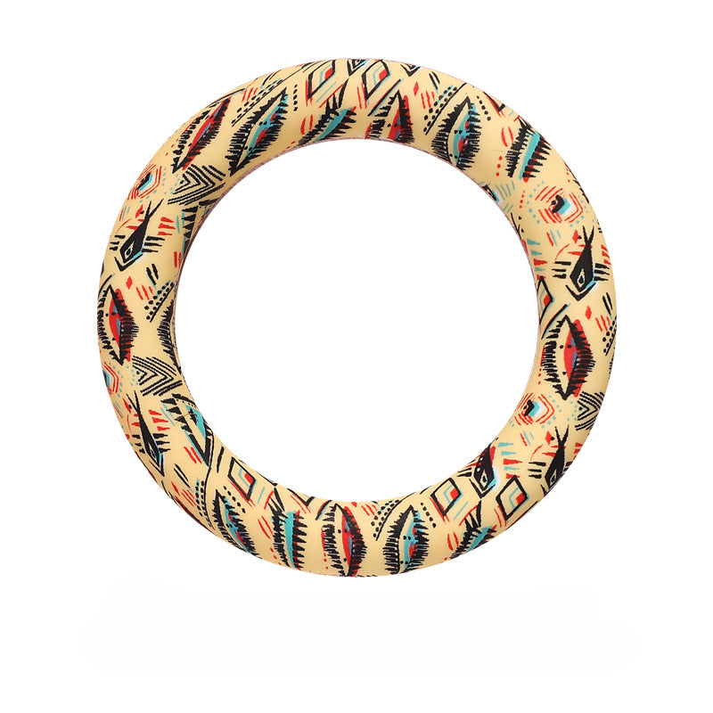 Wholesale 20pcs Silicone Bead Ring Keychain Beaded Jewelry Children DIY Handmade Silicone Bracelet