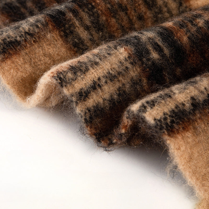 Wholesale Autumn and Winter Thickened Warm Retro Plaid Scarf